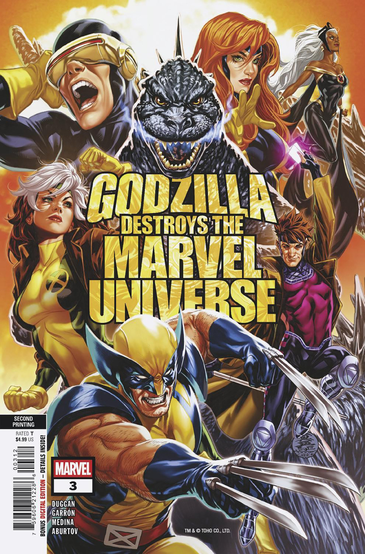 Godzilla Destroys The Marvel Universe #3 Mark Brooks 2 Nd Printing Variant