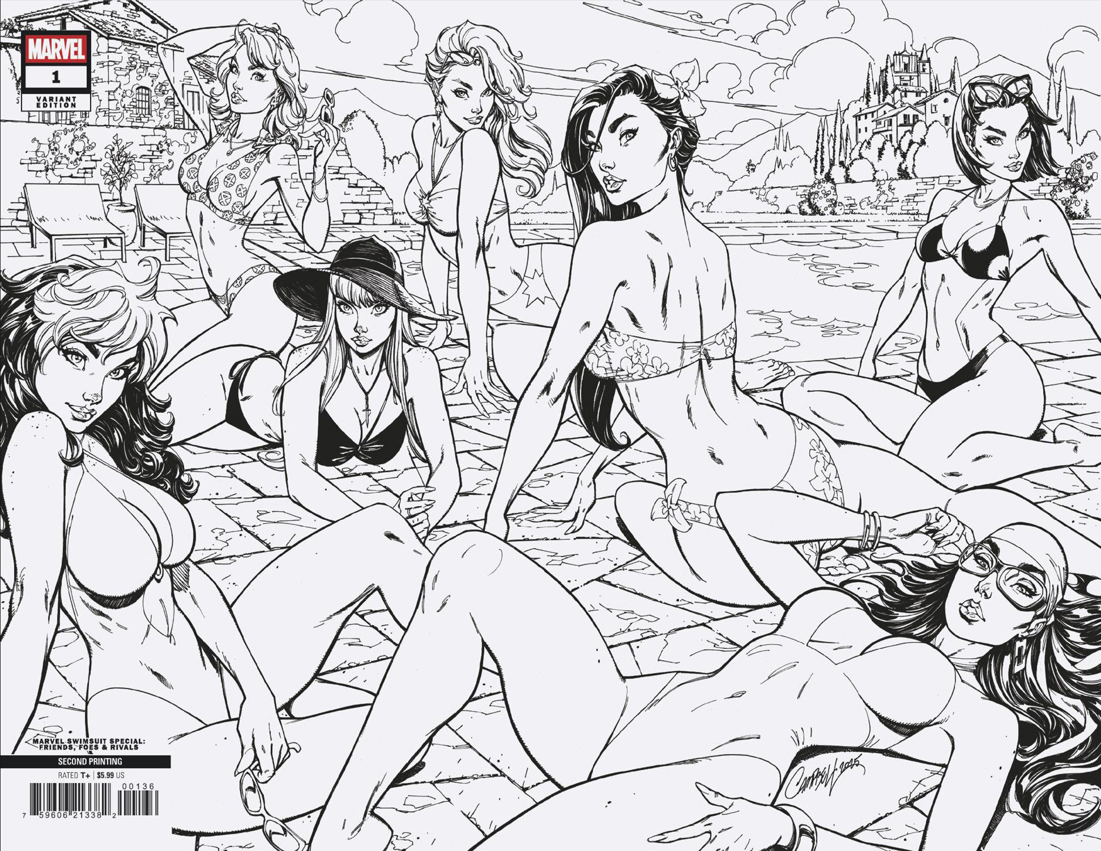 MARVEL SWIMSUIT SPECIAL: FRIENDS, FOES & RIVALS #1 J. SCOTT CAMPBELL RATIO VIRGIN 2ND PRINTING VARIANT