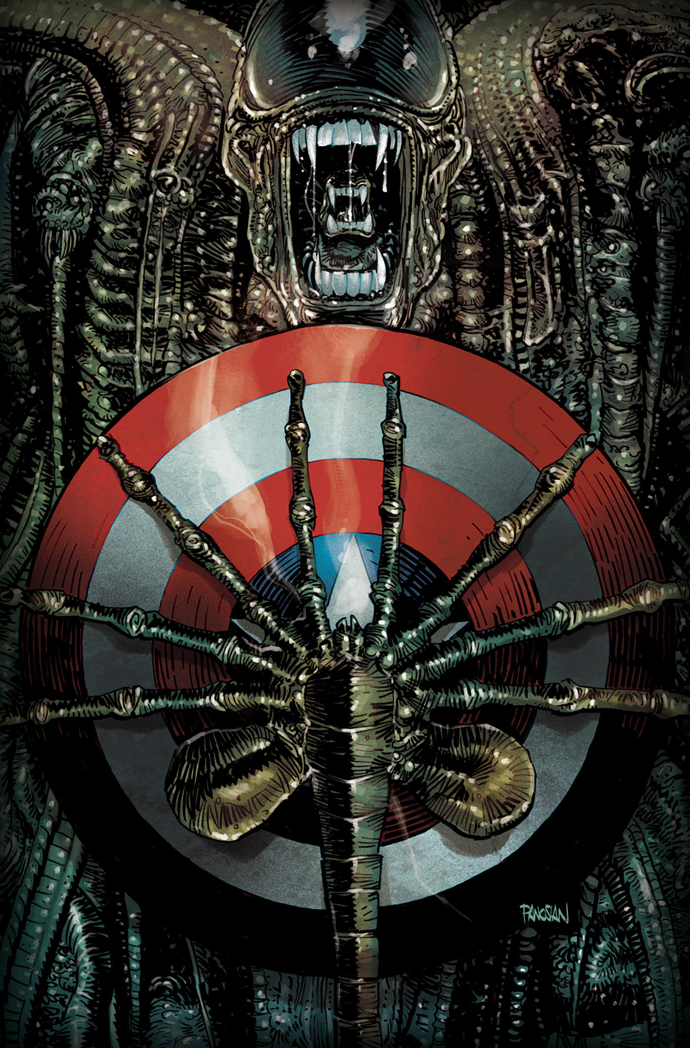 Alien vs. Captain America #1 Dan Panosian Ratio 2 Nd Printing Variant