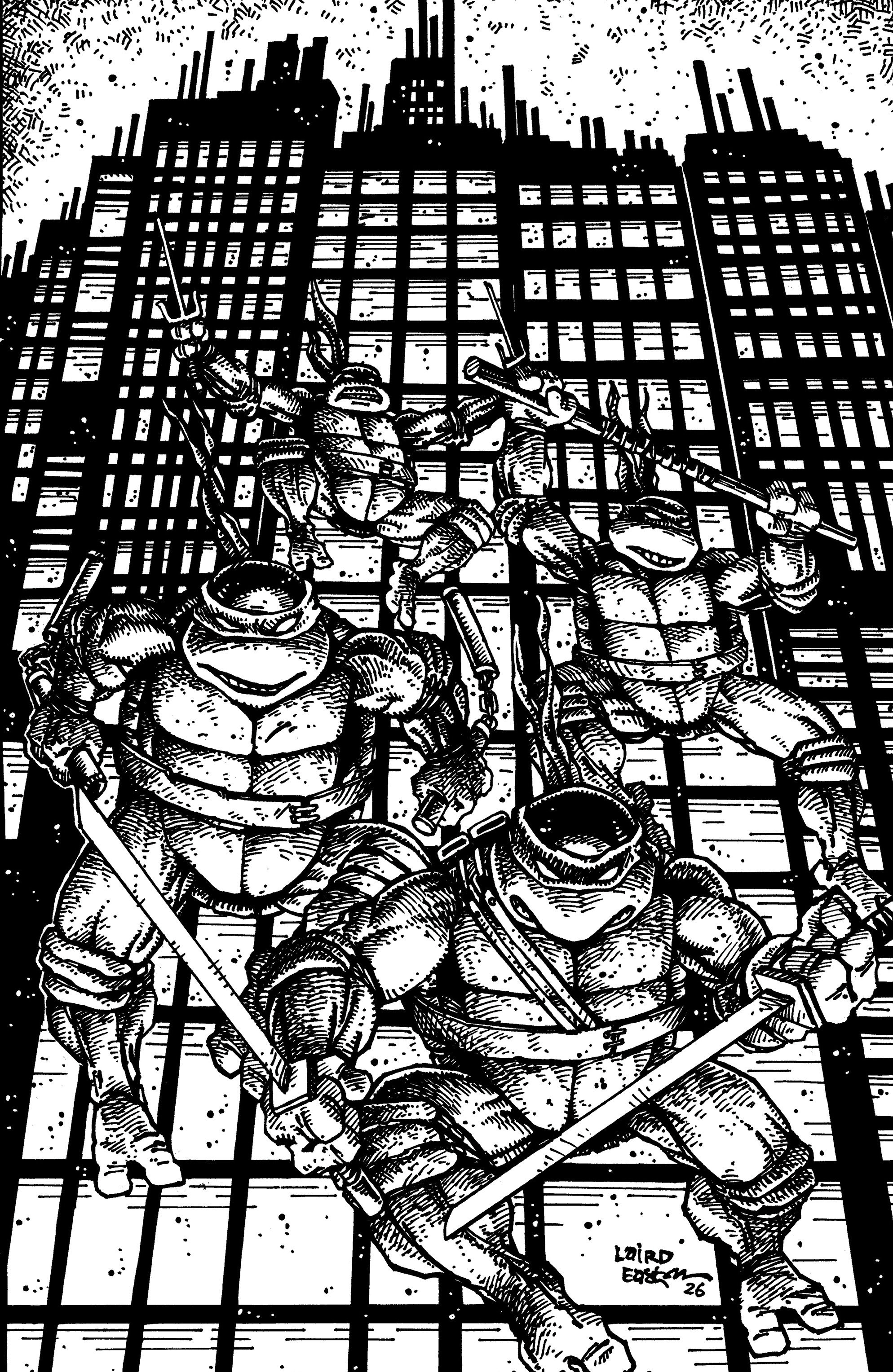 Teenage Mutant Ninja Turtles #20: 300th Issue Special Variant Ri (25) (Eastman & Laird Full Art Black & White)