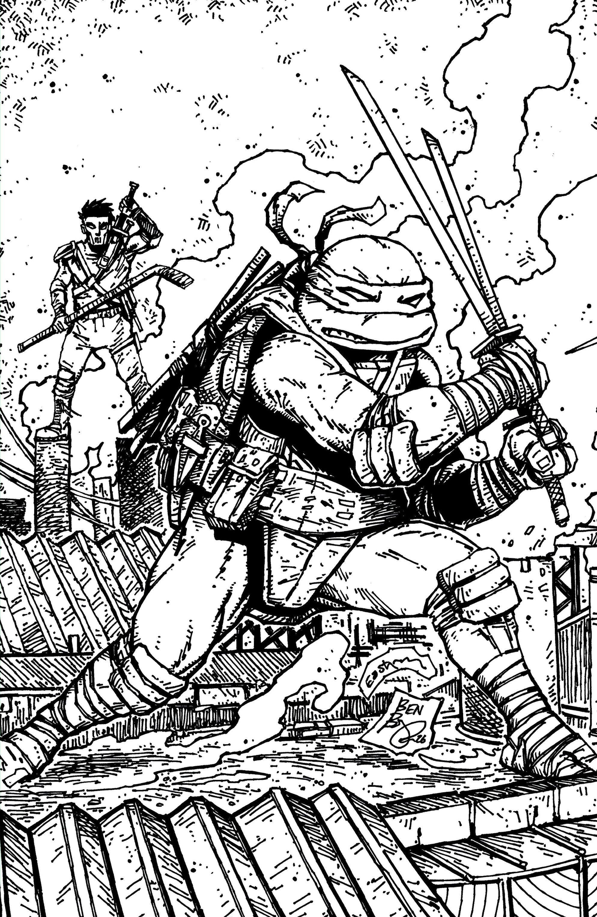 Teenage Mutant Ninja Turtles #21 Variant Ri (10) (Eastman & Bishop Black & White Full Art)