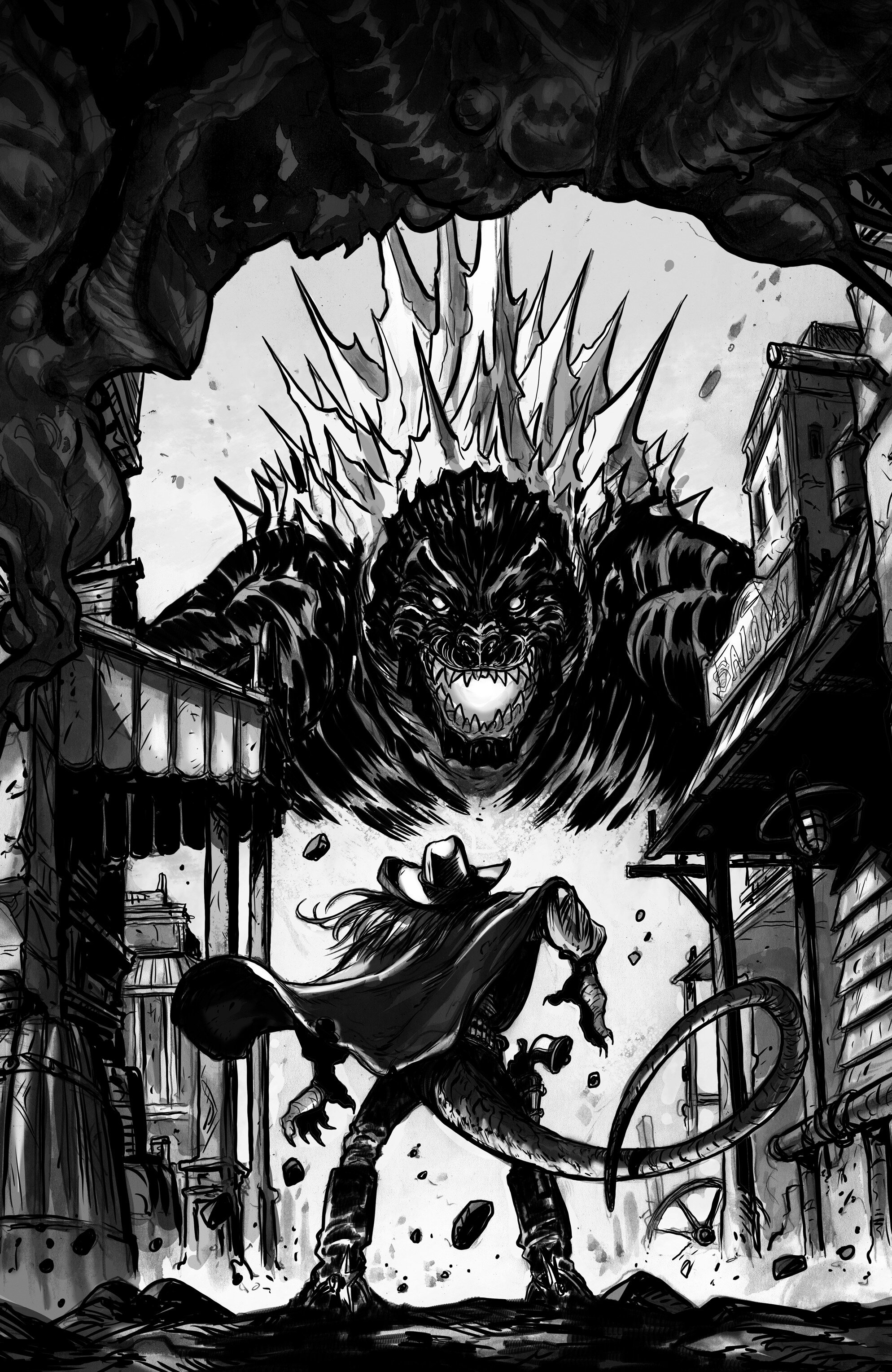 Godzilla: Revenge Of The Deadzone [Kai Sei Era] #4 Variant Ri (10) (Tunica Black & White Full Art)